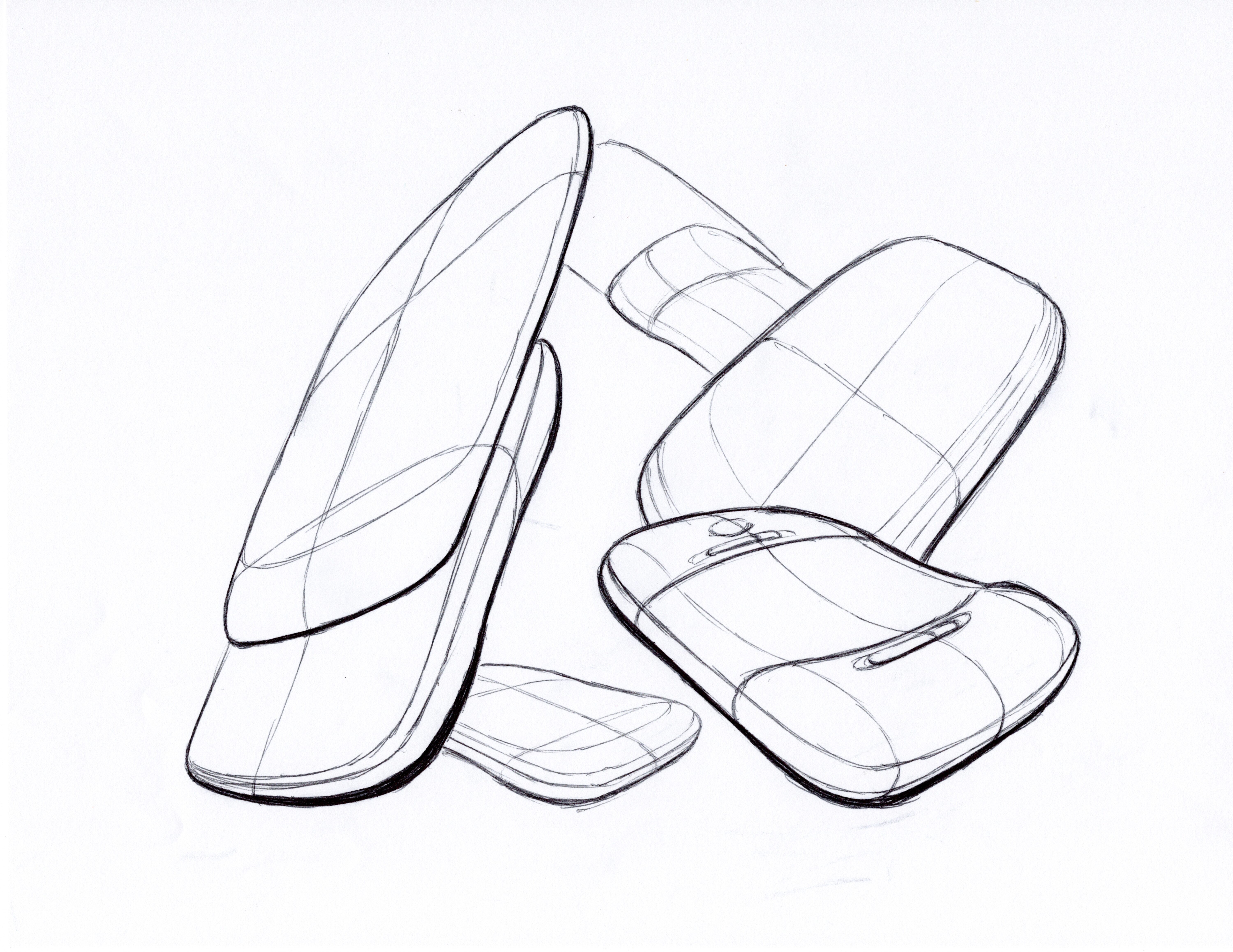 5 overlapping sketches of the shape of a sliding phone to show it from different angles